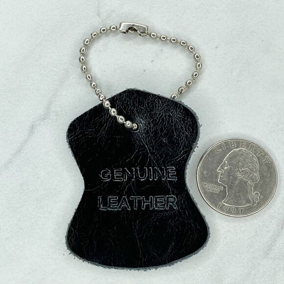 Black Genuine Leather Ball Chain Keychain Keyring - Picture 1 of 6